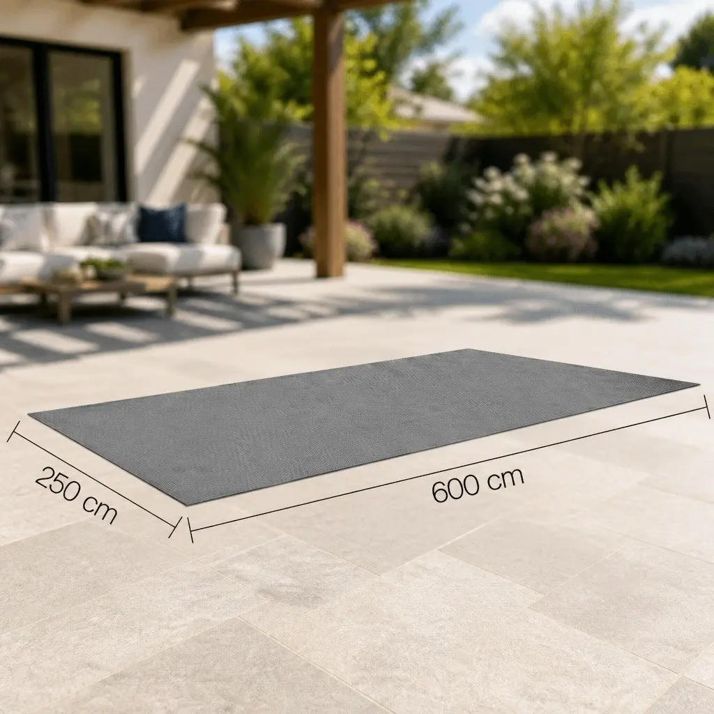 Caravan Floor Mat Grey 6x2.5M Heavy Duty UV Treated Mould and Mildew Resistant Non-Slip Surface