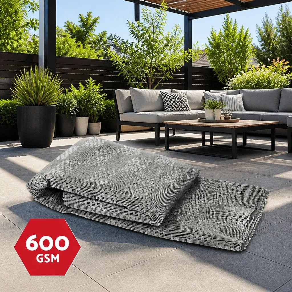 Caravan Floor Mat Grey 6x2.5M Heavy Duty UV Treated Mould and Mildew Resistant Non-Slip Surface
