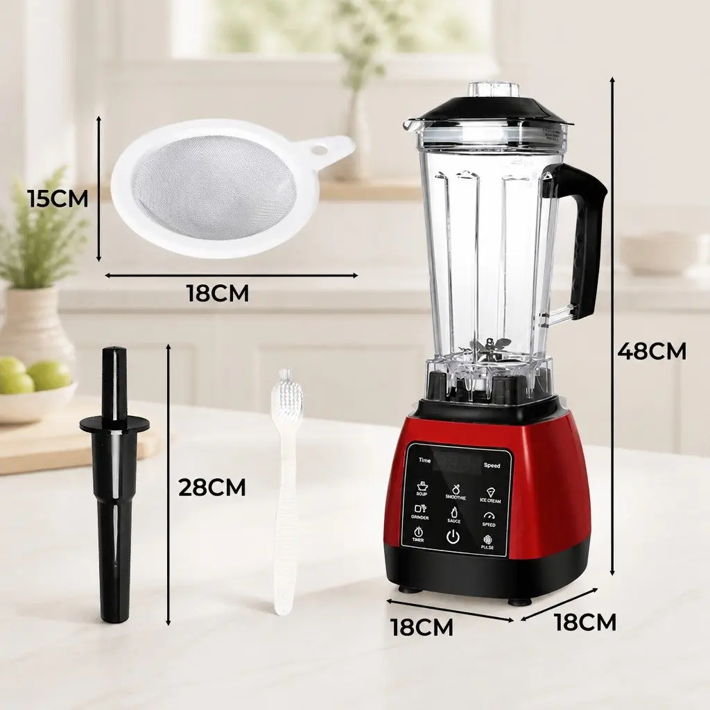 Commercial Blender Black 2L 1600W Power 10 Speed Settings Touch Panel