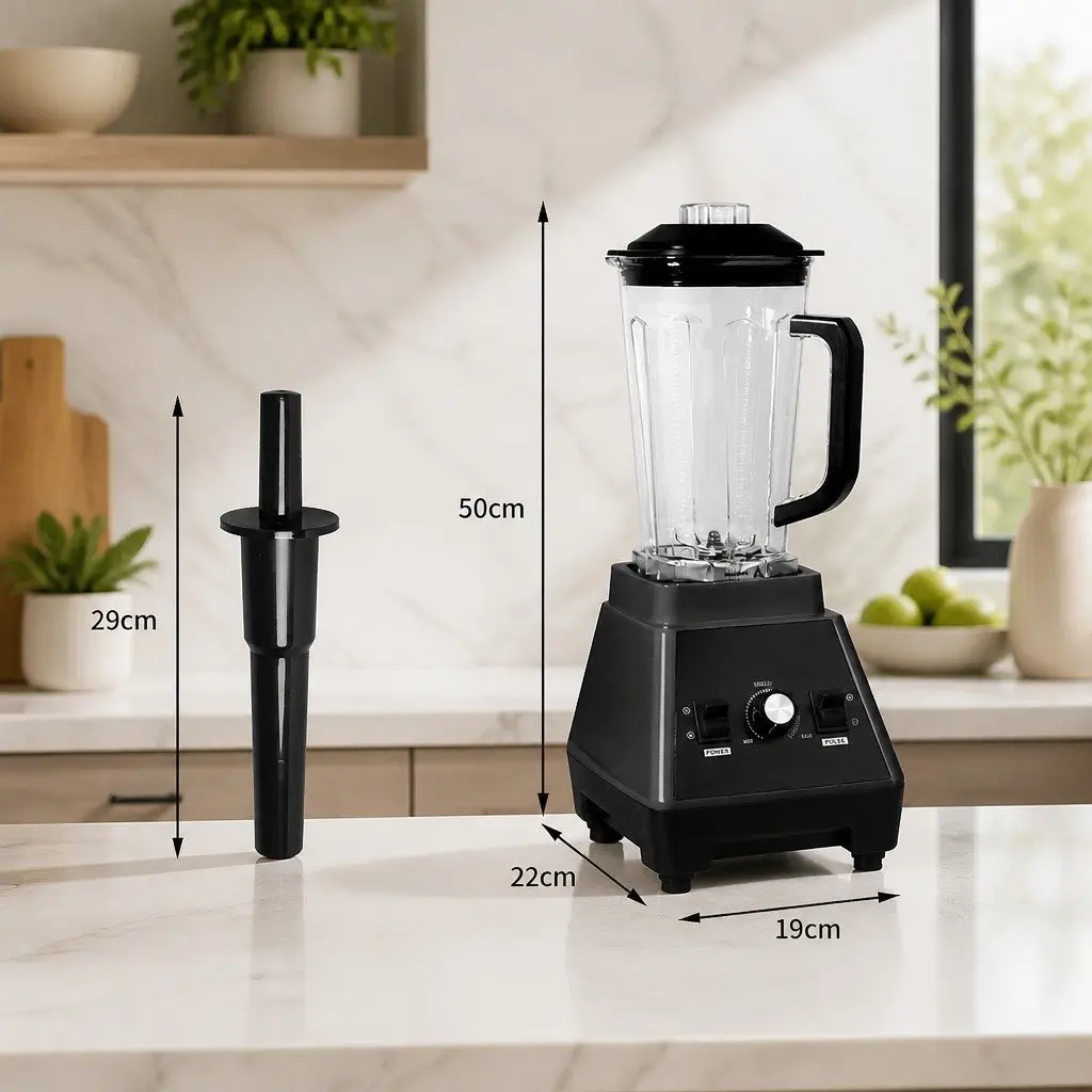 Commercial Blender Black 2L High-Power 1600W Kitchen Smoothie Juice Maker