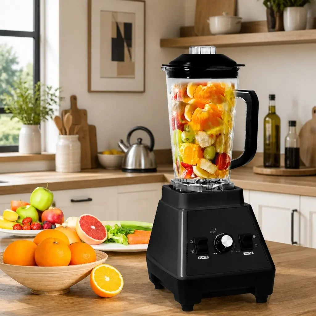 Commercial Blender Black 2L High-Power 1600W Kitchen Smoothie Juice Maker