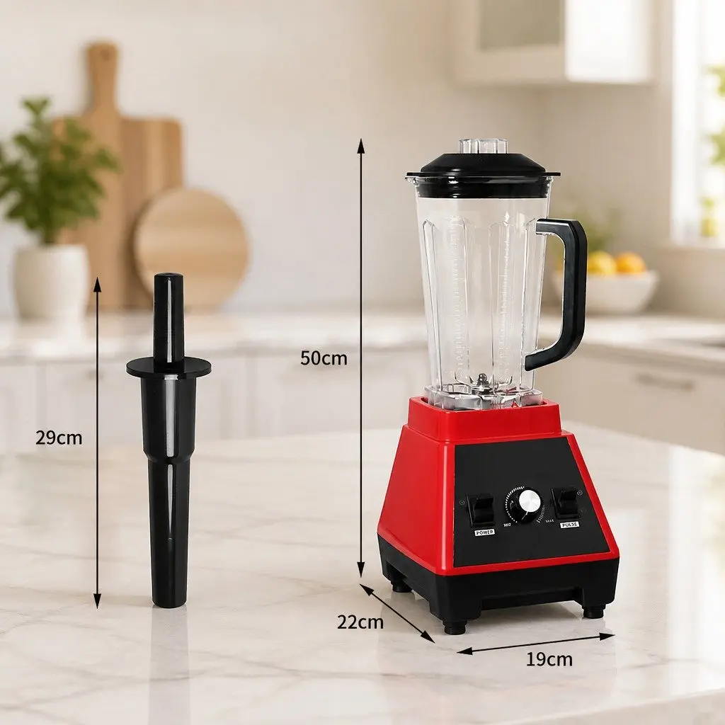 Commercial Blender Red 2L 1600W High-Torque Stainless Steel Blades