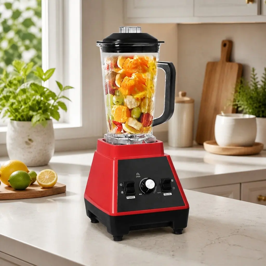 Commercial Blender Red 2L 1600W High-Torque Stainless Steel Blades