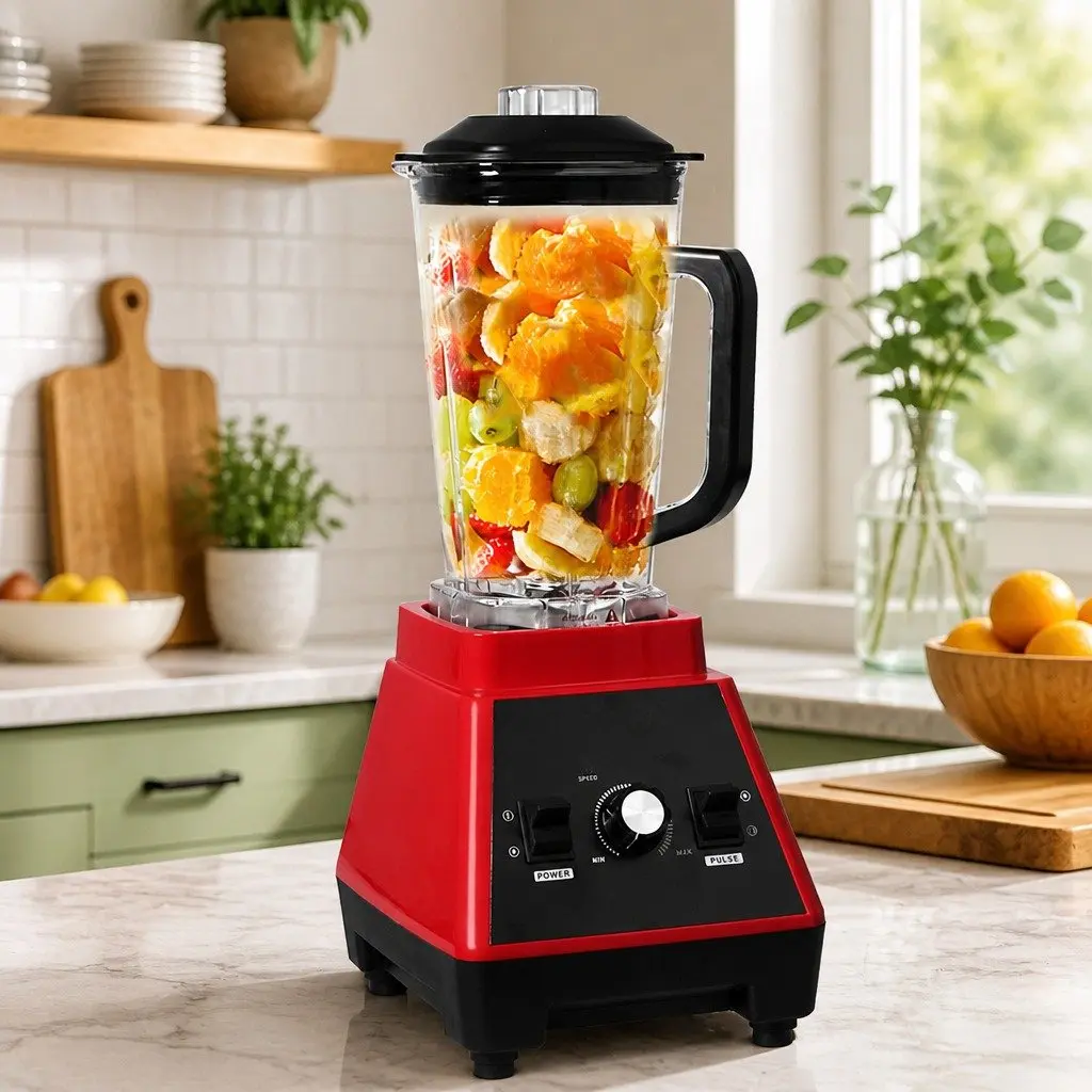 Commercial Blender Red 2L 1600W High-Torque Stainless Steel Blades