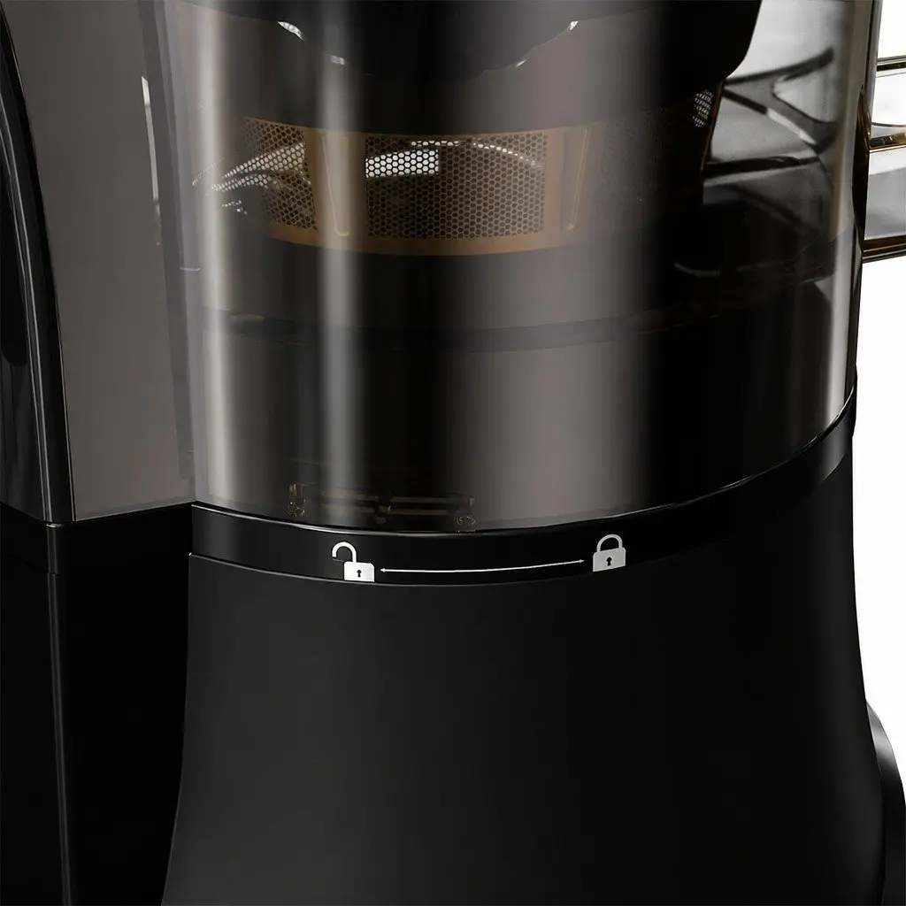 Cold Press Juicer Black 200W Low-Speed Masticating Auger Large Mouth Feed Chute