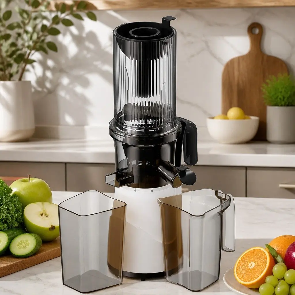 Electric Cold Press Juicer White Whole Fruit Masticating Slow Juicer High Yield