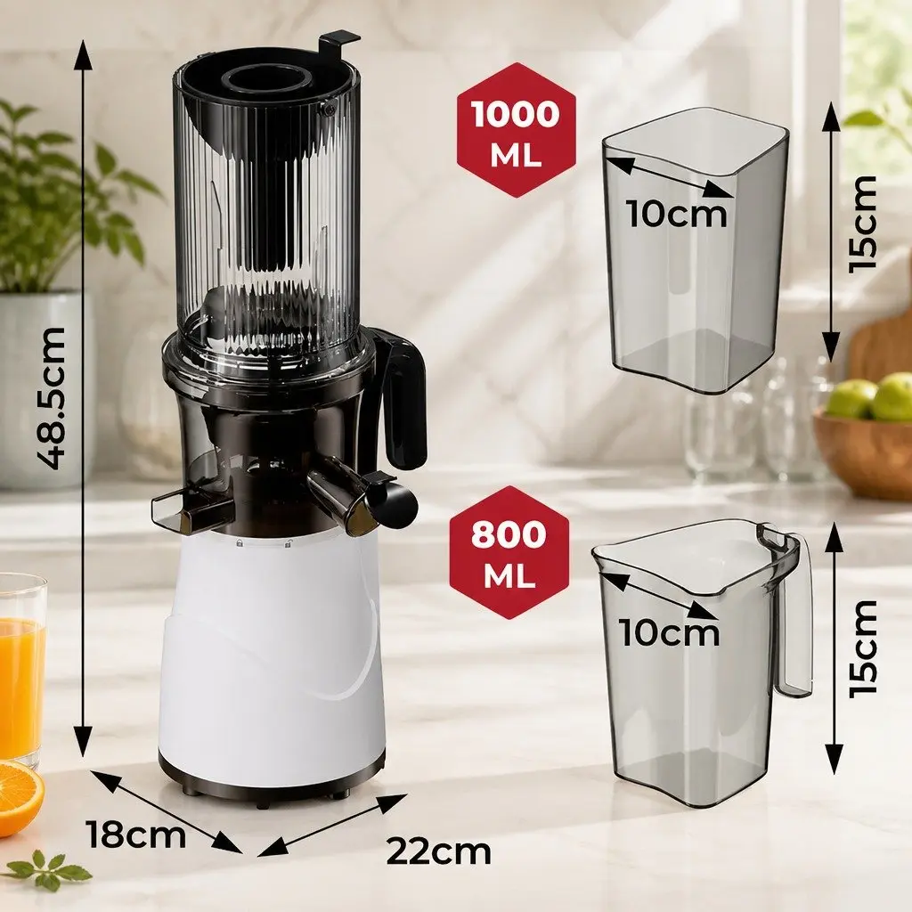Electric Cold Press Juicer White Whole Fruit Masticating Slow Juicer High Yield