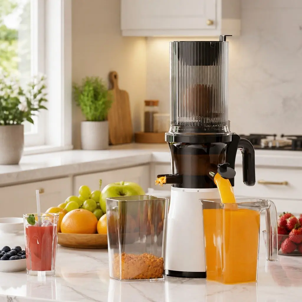 Electric Cold Press Juicer White Whole Fruit Masticating Slow Juicer High Yield