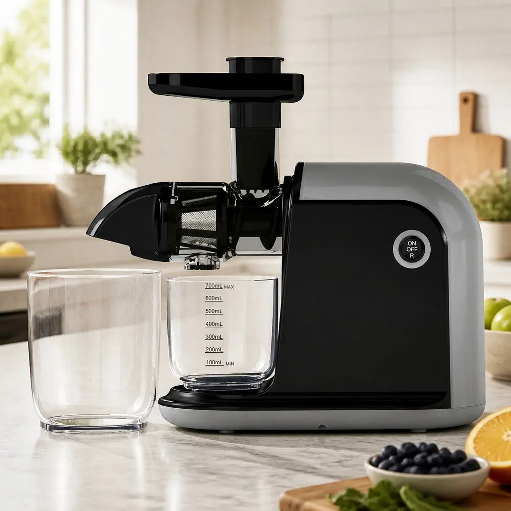 Cold Press Masticating Juicer Black 150W Silent Motor Nutrient-Rich Juice Extractor