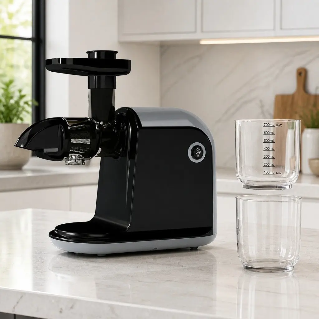 Cold Press Masticating Juicer Black 150W Silent Motor Nutrient-Rich Juice Extractor