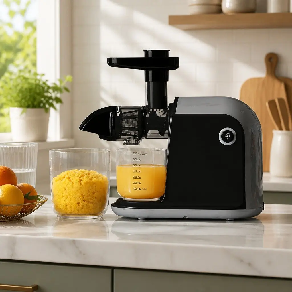 Cold Press Masticating Juicer Black 150W Silent Motor Nutrient-Rich Juice Extractor