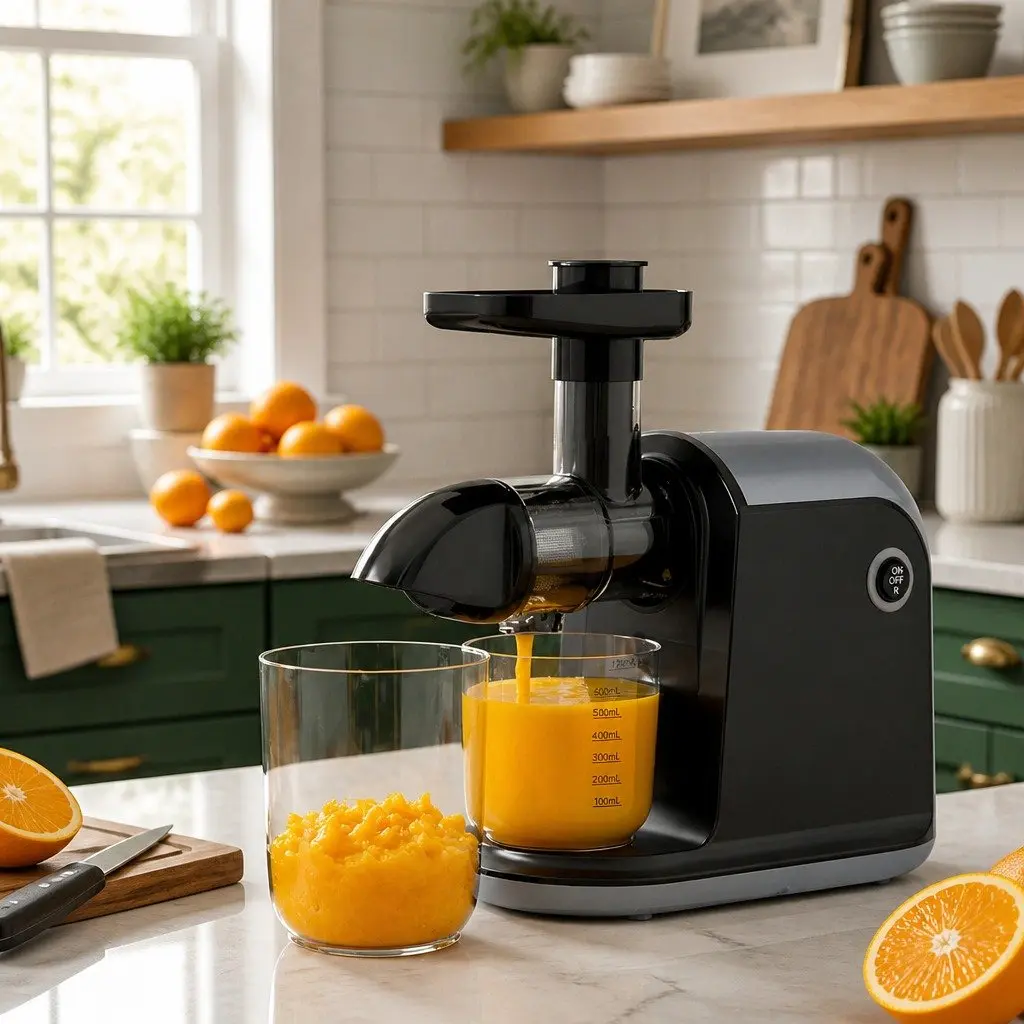 Cold Press Masticating Juicer Black 150W Silent Motor Nutrient-Rich Juice Extractor