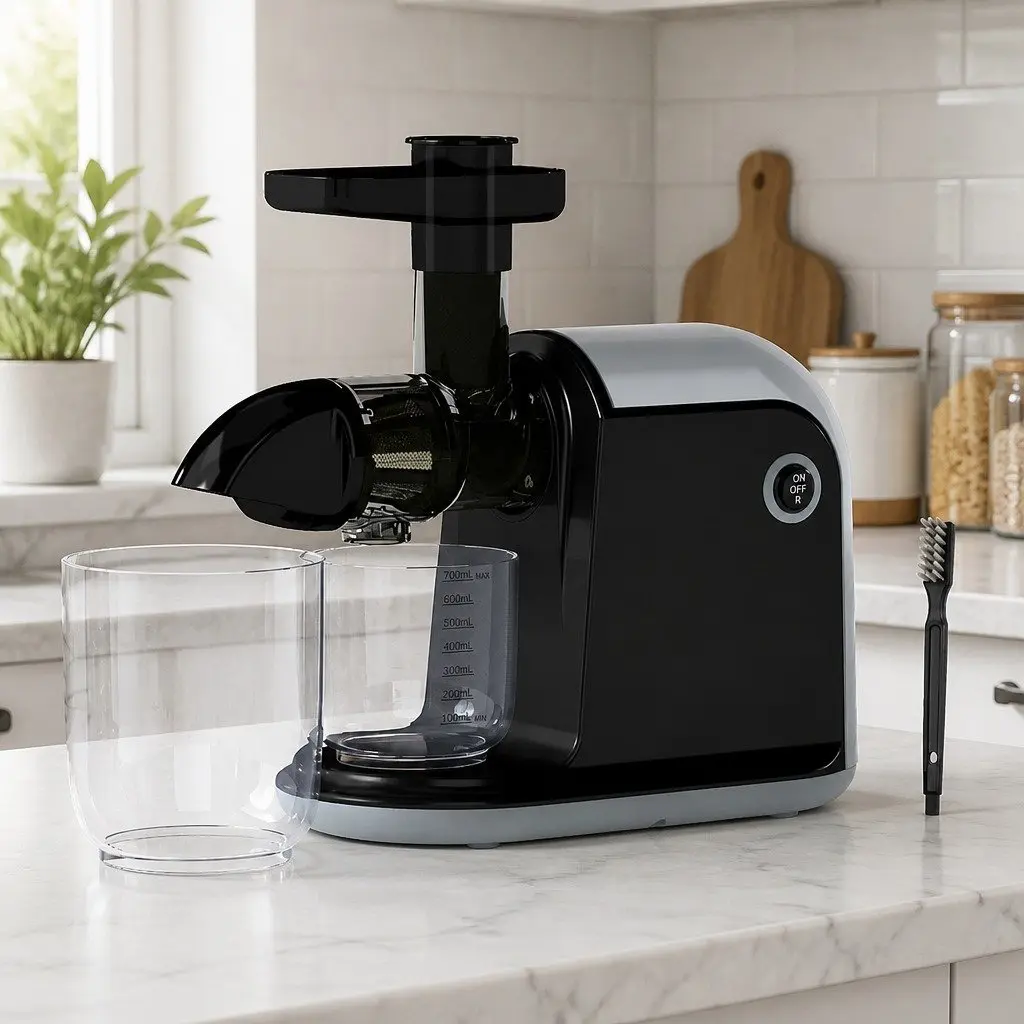 Cold Press Masticating Juicer Black 150W Silent Motor Nutrient-Rich Juice Extractor