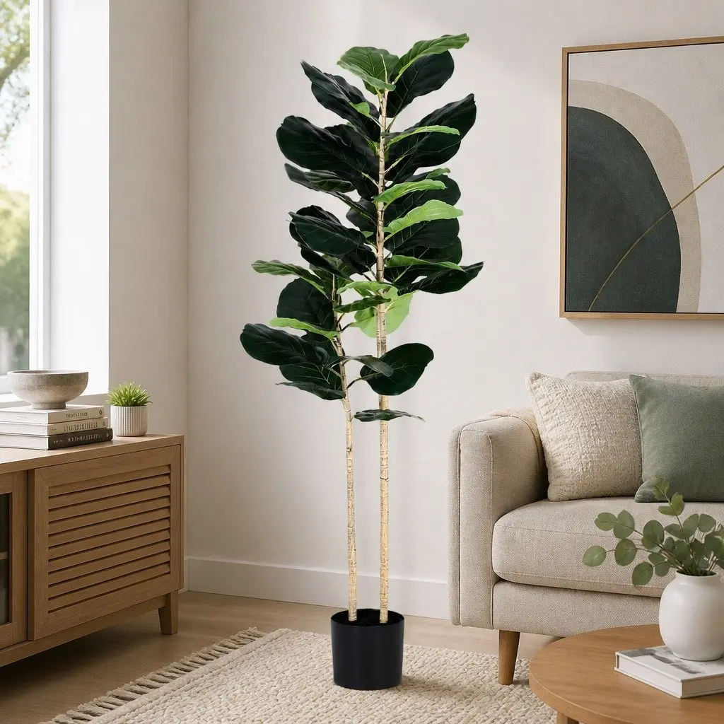 Artificial Fiddle Tree Green 150cm Lifelike Faux Plant for Indoor Decor