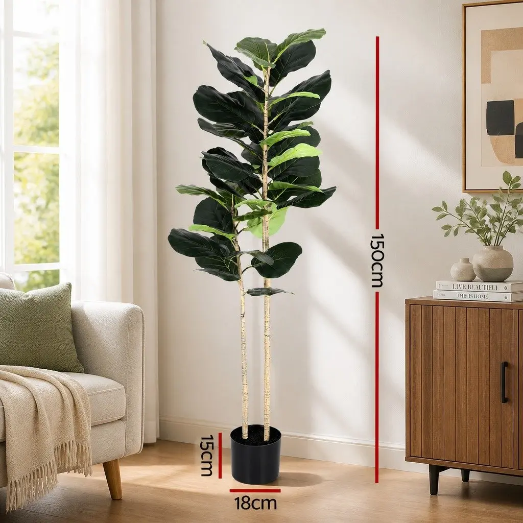 Artificial Fiddle Tree Green 150cm Lifelike Faux Plant for Indoor Decor
