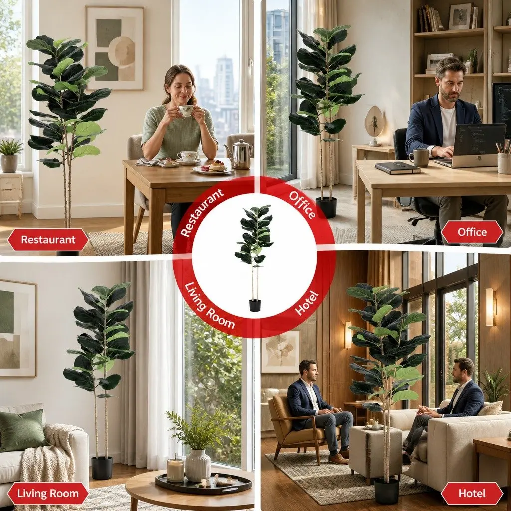 Artificial Fiddle Tree Green 150cm Lifelike Faux Plant for Indoor Decor