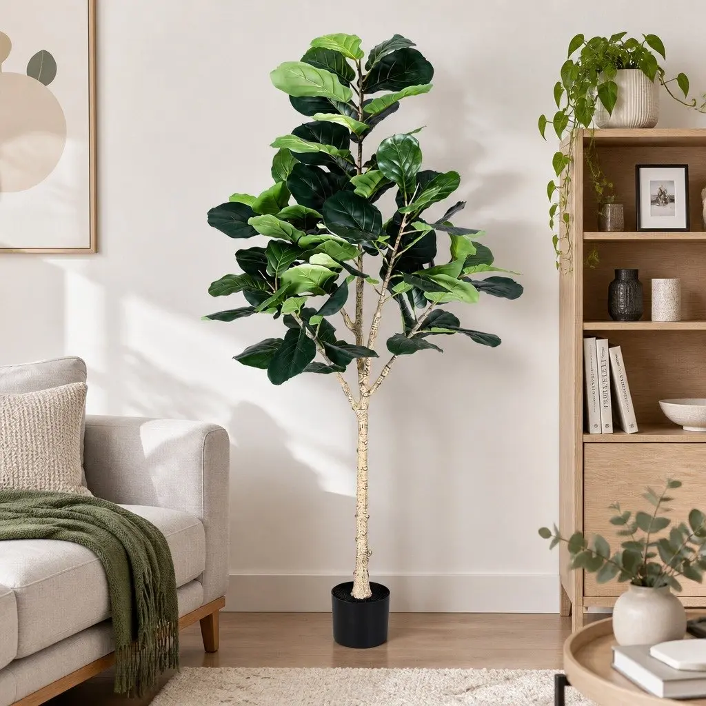 Artificial Fiddle Tree Green 180cm Realistic Appearance Adjustable Height Indoor Outdoor Use