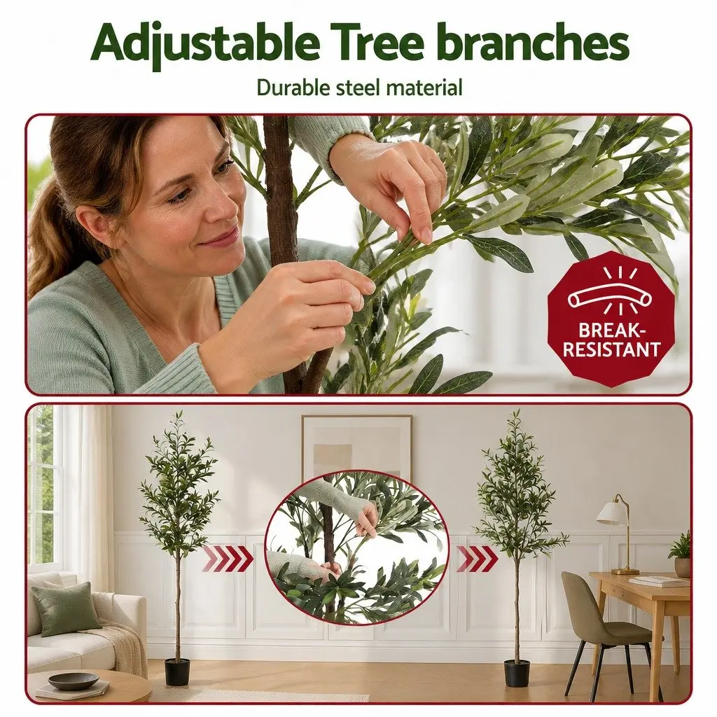 Artificial Olive Tree Green 180cm Realistic Foliage Indoor Faux Plant