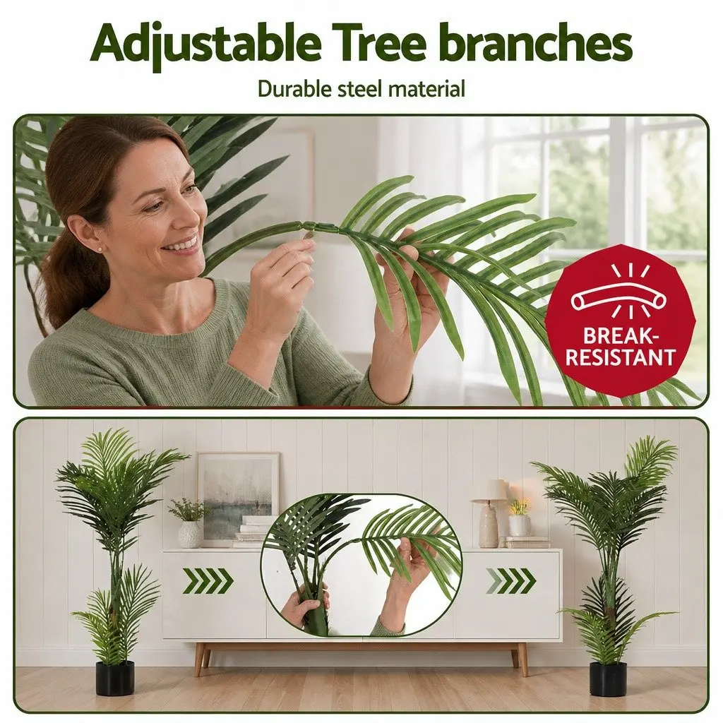 Artificial Palm Tree Green 100cm Realistic Foliage Indoor Outdoor Use
