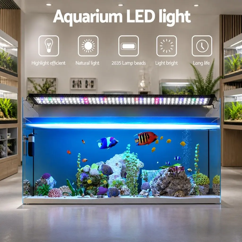 Aquarium LED Light Black 90CM Full Spectrum Adjustable Bracket 5 Colour