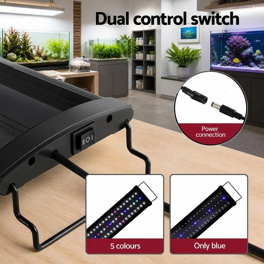 Aquarium LED Light Black 90CM Full Spectrum Adjustable Bracket 5 Colour