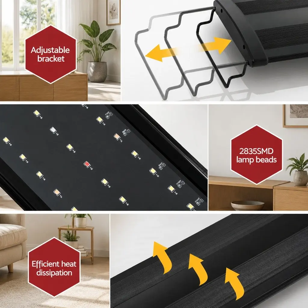 Aquarium LED Light Black 90CM Full Spectrum Adjustable Bracket 5 Colour