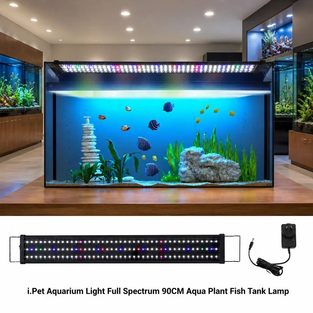Aquarium LED Light Black 90CM Full Spectrum Adjustable Bracket 5 Colour