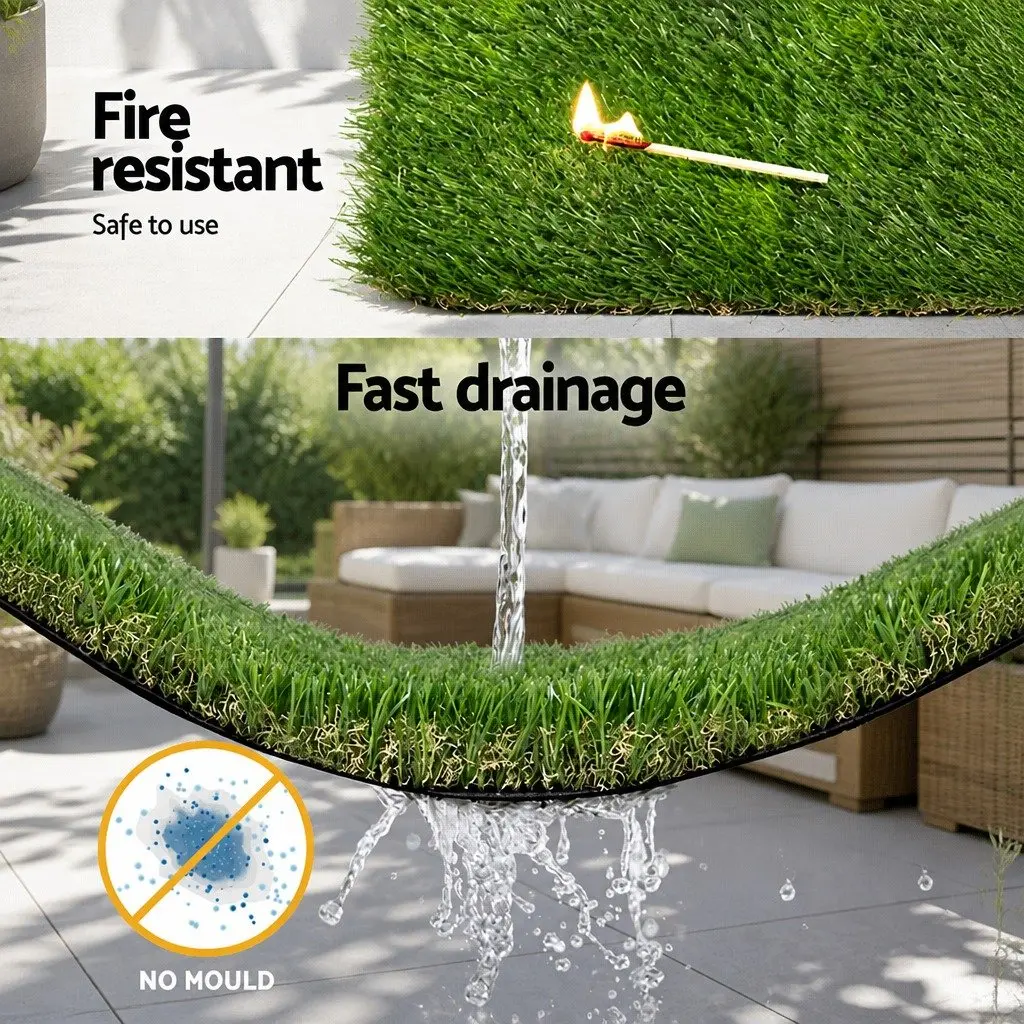 Artificial Grass Natural 4-Coloured 20mm Pile 1m Wide 10sqm Roll Garden Lawn