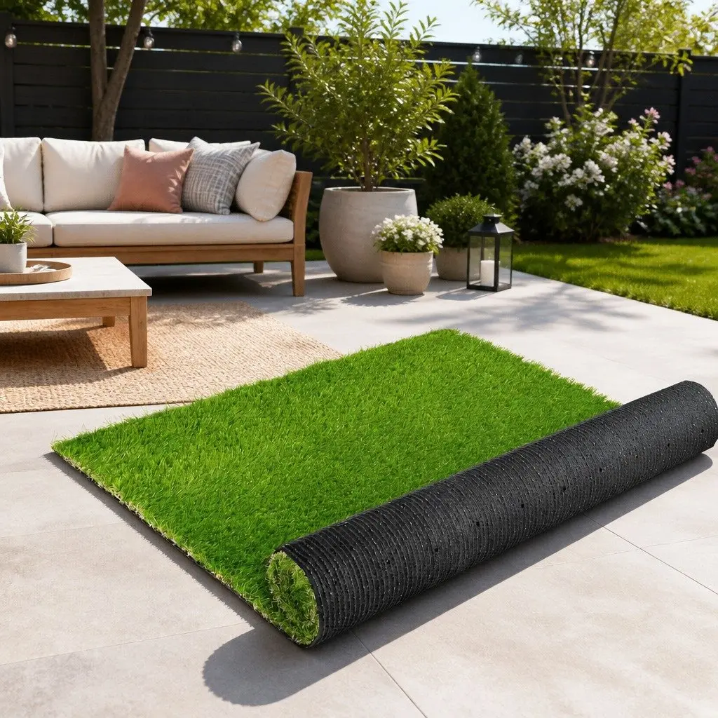 Artificial Grass Natural 4-Coloured 20mm Pile 1m Wide 10sqm Roll Garden Lawn