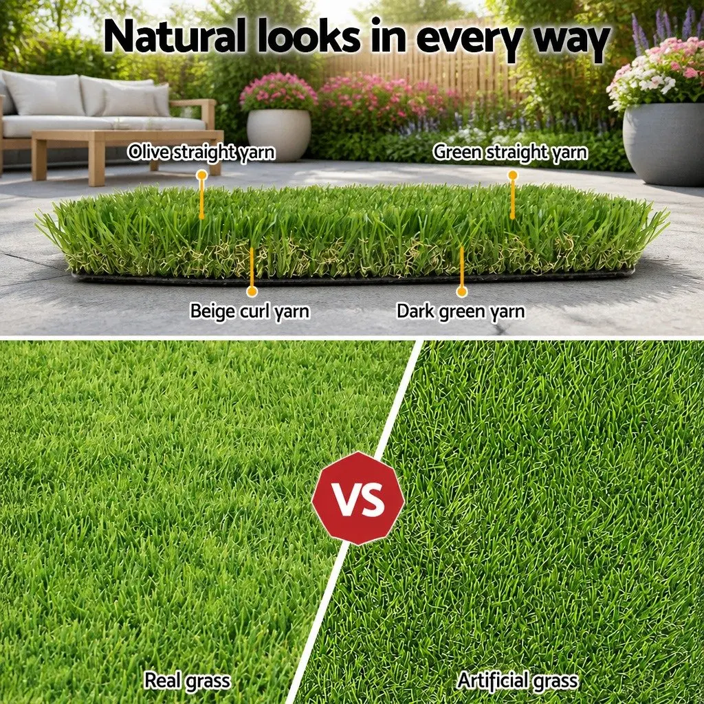 Synthetic Grass Turf Green 30mm Thick 2m x 5m Dense Durable Multi-Purpose Lawn