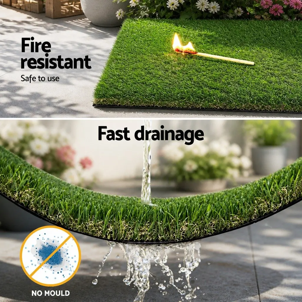 Synthetic Grass Turf Green 30mm Thick 2m x 5m Dense Durable Multi-Purpose Lawn