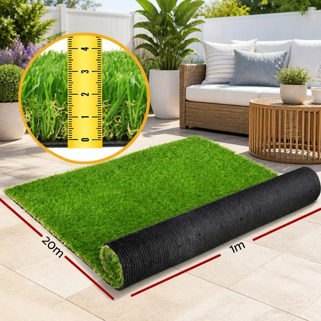 Artificial Grass Synthetic Turf Green 30mm Thick 1m x 20m Roll Easy Install