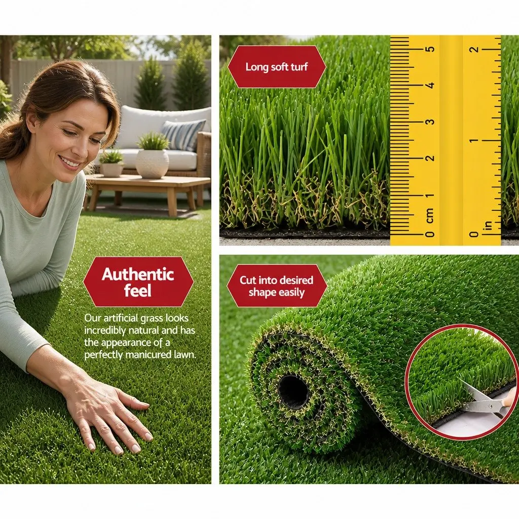 Artificial Grass Synthetic Turf Green 30mm Thick 1m x 20m Roll Easy Install