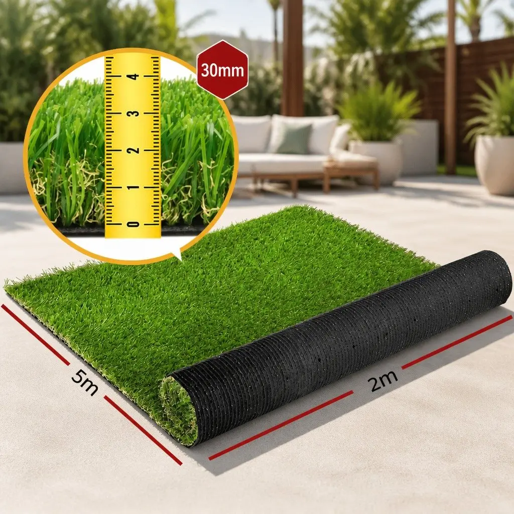 Synthetic Grass Artificial Turf Green 2m x 5m 30mm Durable Four Tone