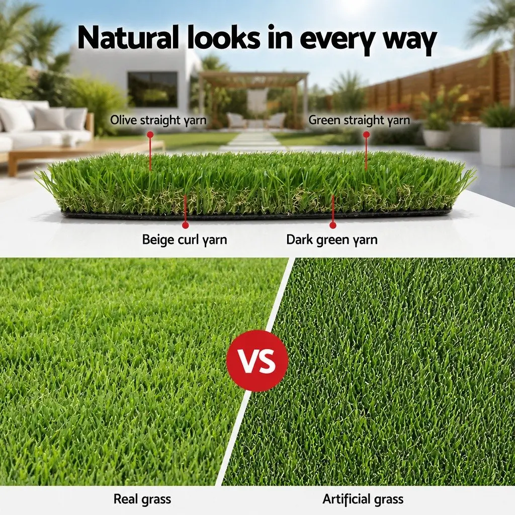 Synthetic Grass Artificial Turf Green 2m x 5m 30mm Durable Four Tone