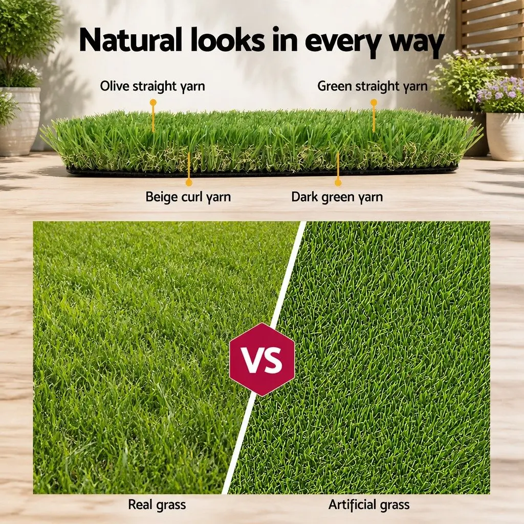 Artificial Grass Green 2m x 5m 40mm Pile Height Durable Synthetic Turf for Backyard