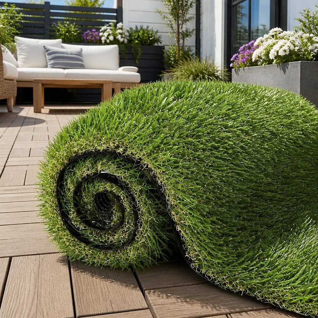 Artificial Grass Synthetic Turf 45mm Pile 1m x 10m Roll Fake Lawn Four-Colour