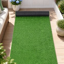 Compact Olive Synthetic Grass Rug 15mm for Any Area