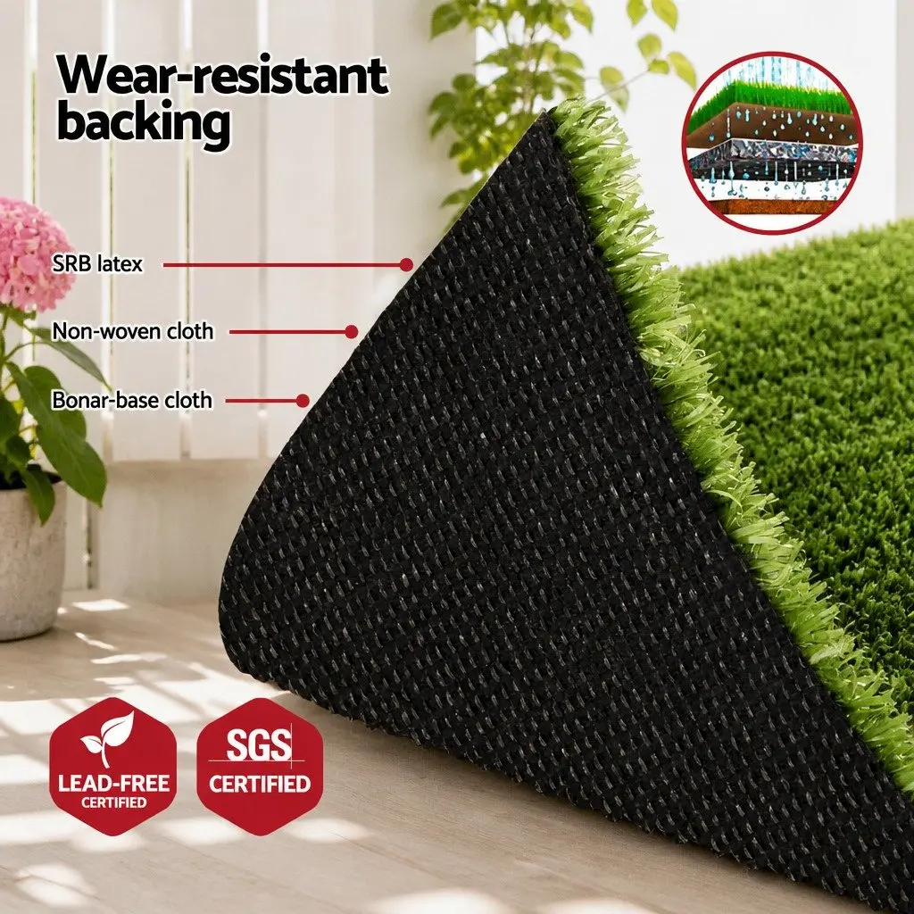 Artificial Grass Turf Rug Synthetic Lawn Mat 15mm Indoor Outdoor Drainage Olive