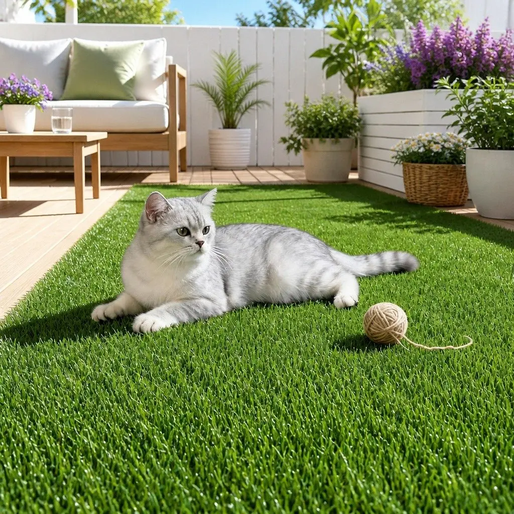 Artificial Grass Turf Rug Synthetic Lawn Mat 15mm Indoor Outdoor Drainage Olive