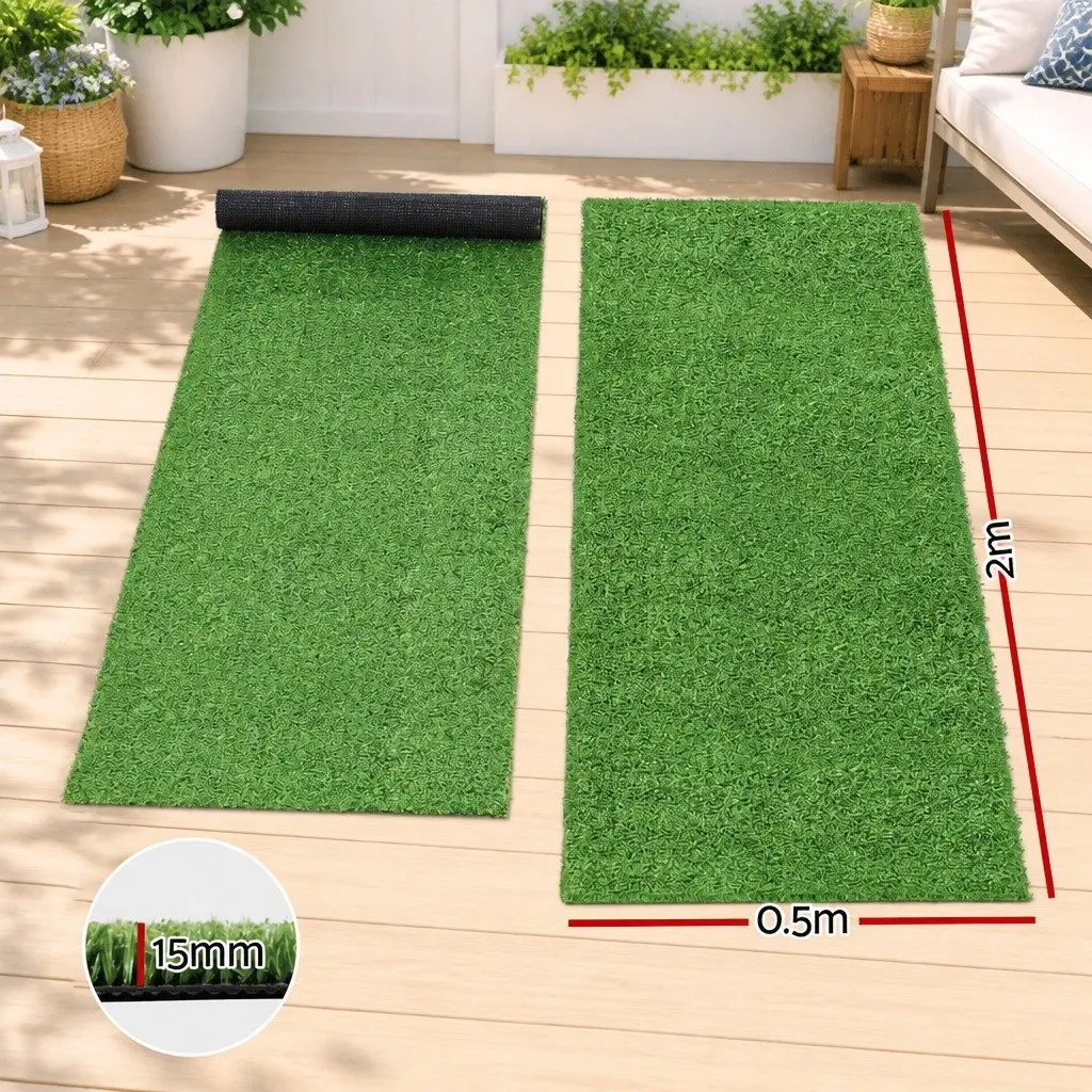 Artificial Grass Turf Rug Synthetic Lawn Mat 15mm Indoor Outdoor Drainage Olive