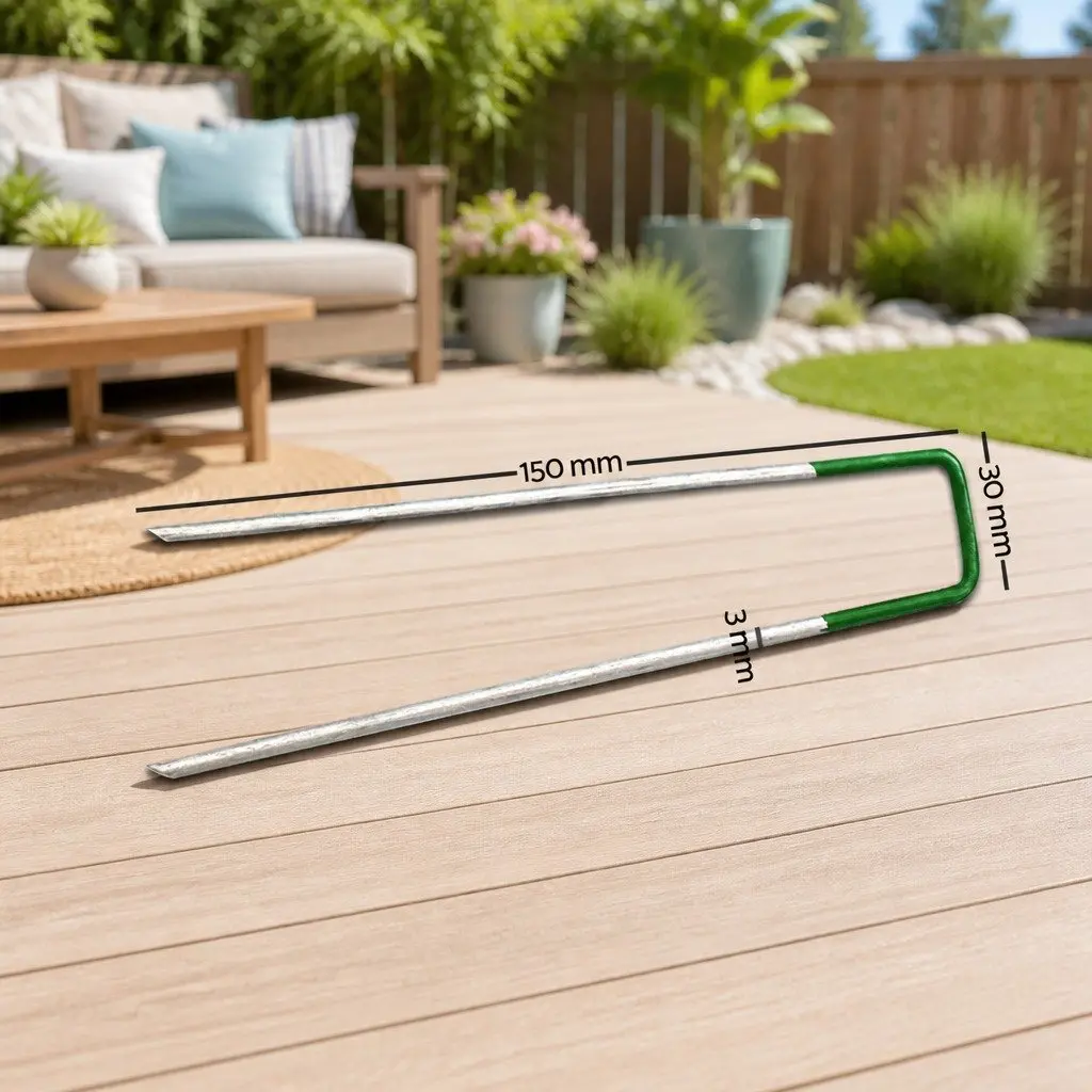 Synthetic Grass Pins U-Shape Galvanized Steel 150mm Durable for Artificial Turf Lawn Garden Weed Mat