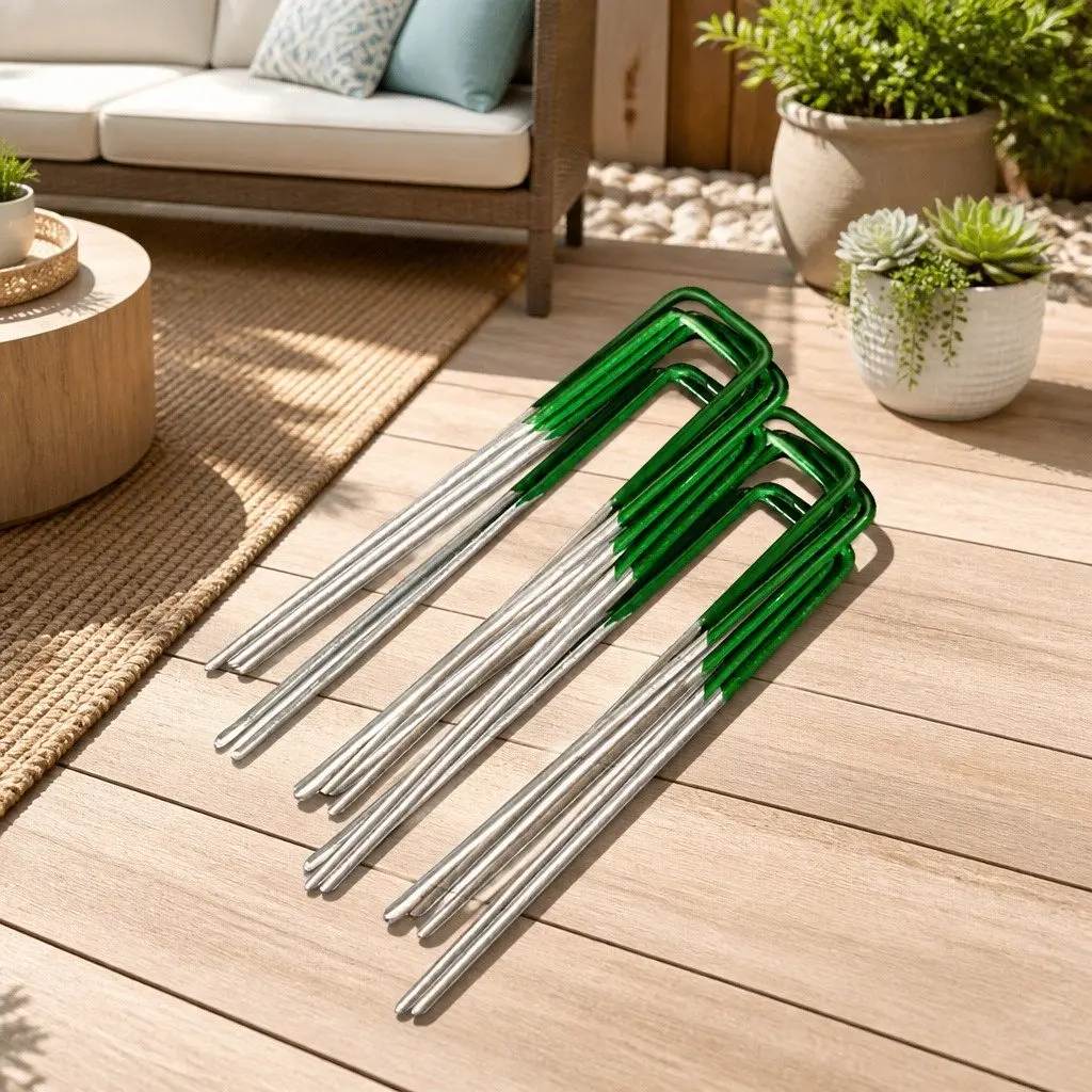 Synthetic Grass Pins U-Shape Galvanized Steel 150mm Durable for Artificial Turf Lawn Garden Weed Mat