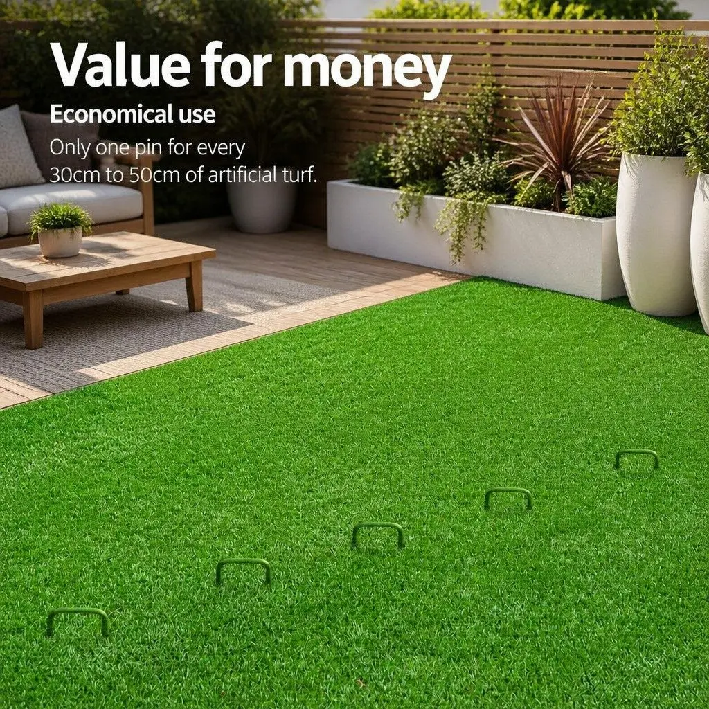 Synthetic Grass Pins Green 3mm Thick U-Shape Pegs for Securing Artificial Turf Weed Mats and Ground Coverings