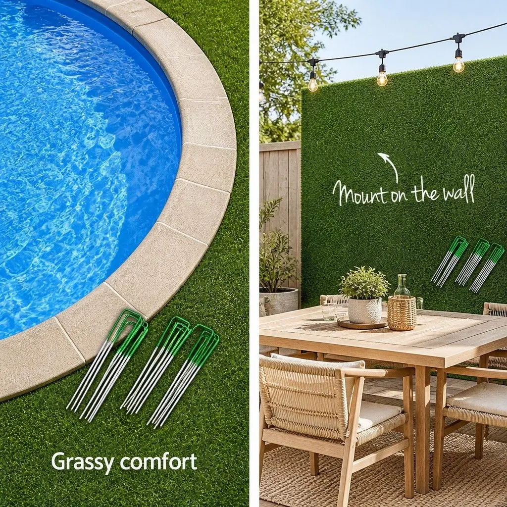 Synthetic Grass Pins Green 3mm Thick U-Shape Pegs for Securing Artificial Turf Weed Mats and Ground Coverings