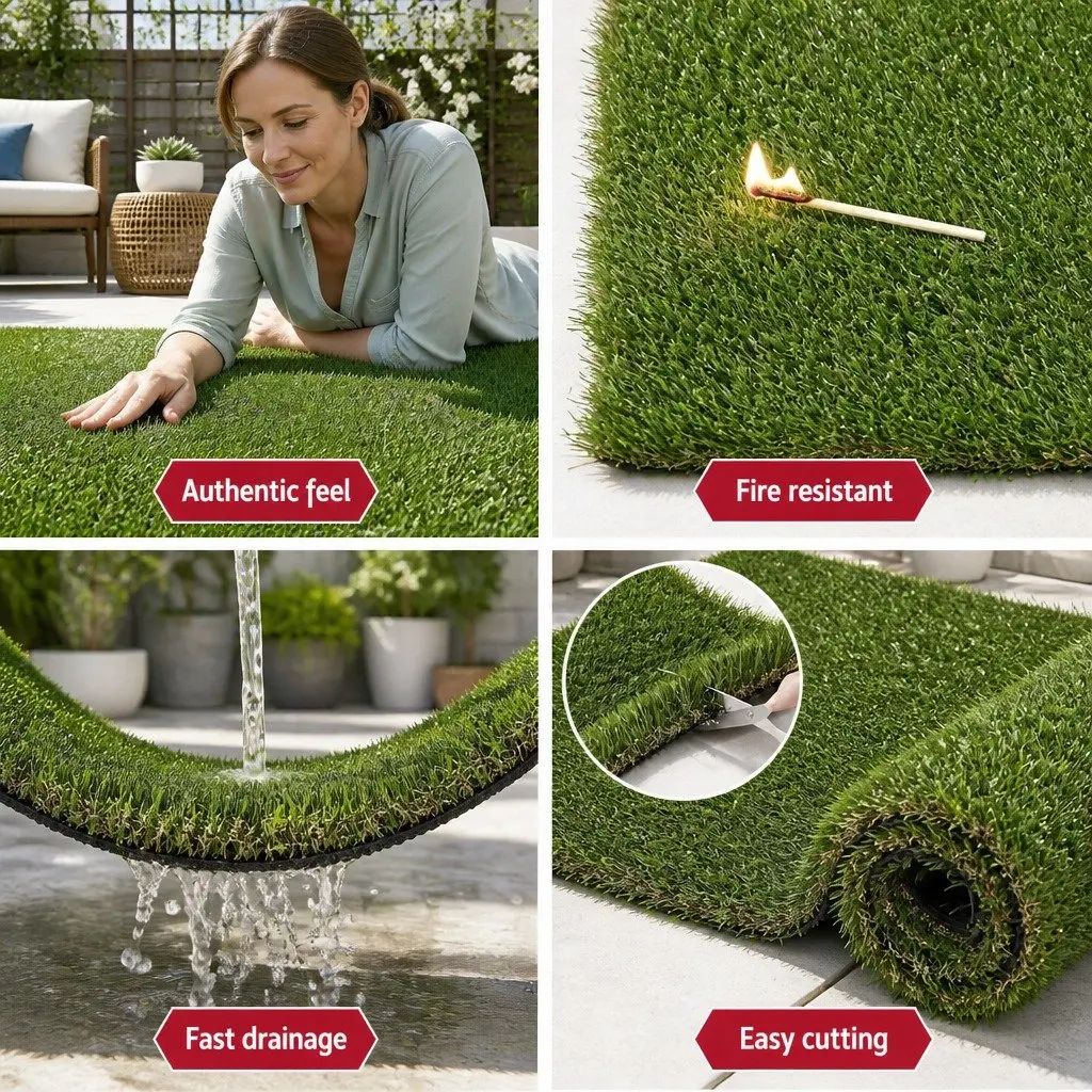 Artificial Grass Synthetic Turf Green 30mm Thick 2m x 5m Realistic Lawn Garden Landscape