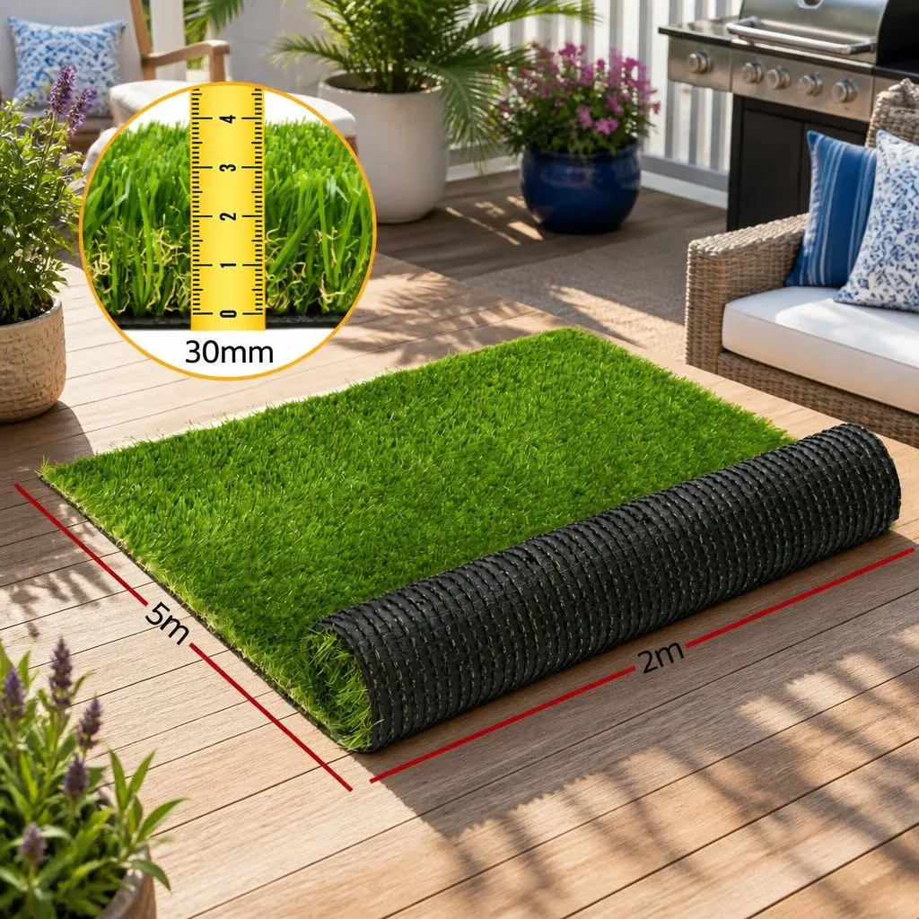 Artificial Grass 30mm 2m x 5m Synthetic Lawn Turf Garden Landscape Outdoor Green