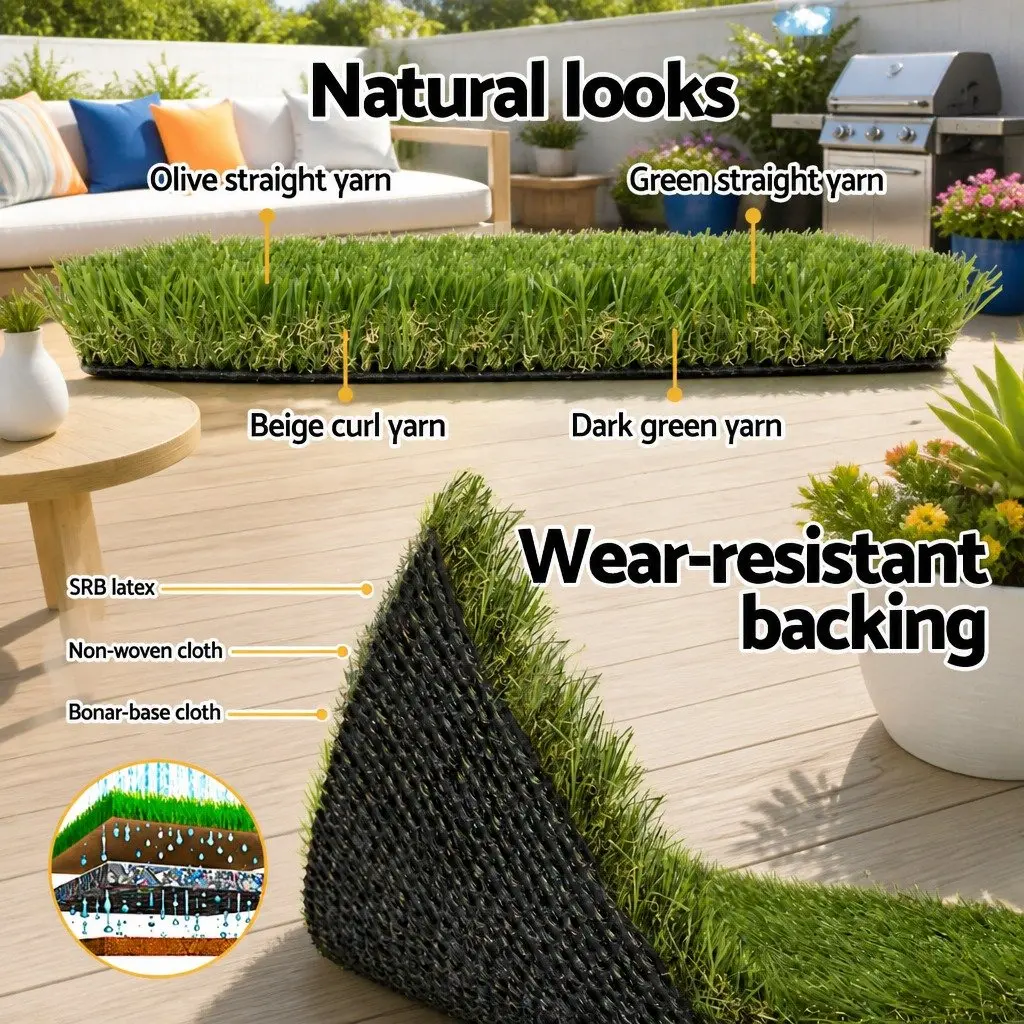 Artificial Grass 30mm 2m x 5m Synthetic Lawn Turf Garden Landscape Outdoor Green