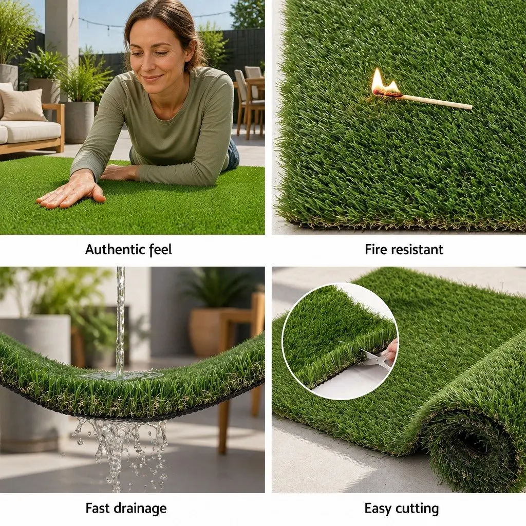 Artificial Grass Synthetic Lawn Turf Green 30mm Thick 2m x 5m Durable Outdoor Use