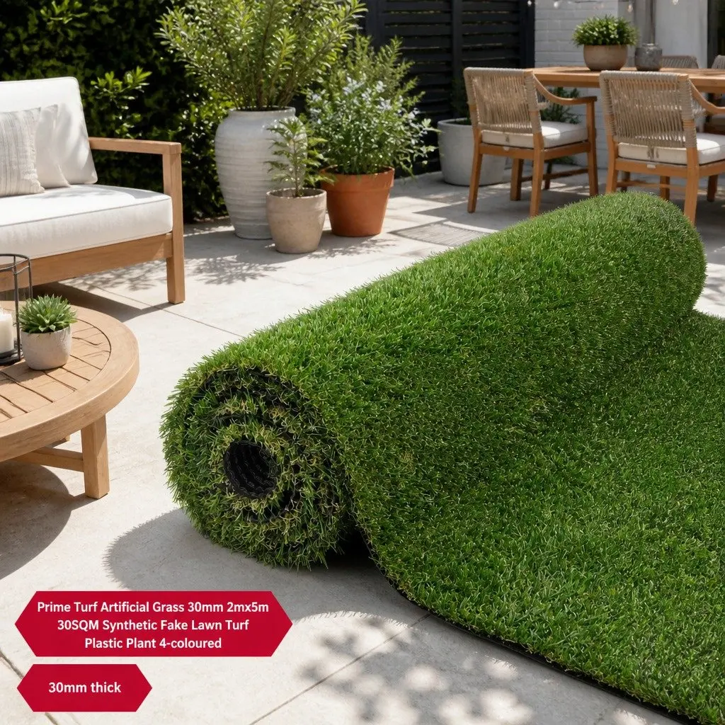 Artificial Grass Synthetic Lawn Turf Green 30mm Thick 2m x 5m Durable Outdoor Use